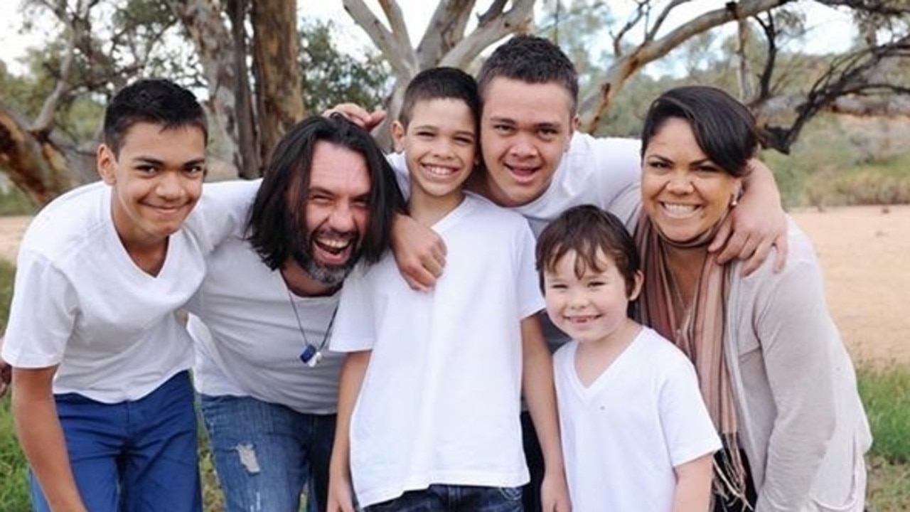 Jacinta Price pictured with her husband Colin, her boys Ethan, Leiland, and Declan, and Colin's son Kinkade. Picture: Supplied/ Jacinta Nampijinpa Price