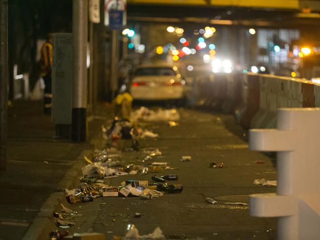 Bottles line Swan St. Picture: Sarah Matray