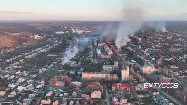 Drone video shows battle in Ukraine's Bakhmut