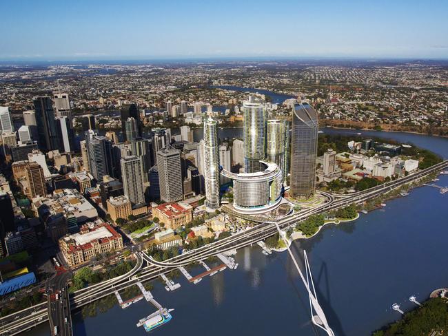 An aerial view of Queen's Wharf.