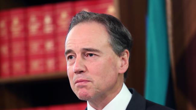 Health Minister Greg Hunt in Melbourne on Thursday. Picture: David Crosling