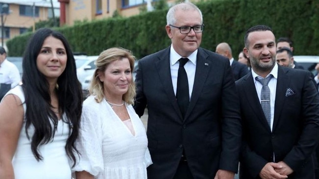 Leila and Danny Abdallah with Jenny and Scott Morrison. Picture: AFP