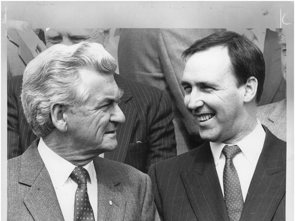 PM Bob Hawke with his Treasurer Paul Keating.