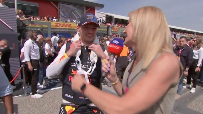 Max Verstappen loved it. Photo: Kayo via Sky Sports.