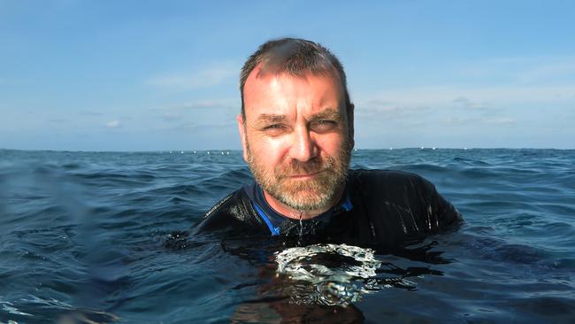 Citizens of the Great Barrier Reef CEO Andy Ridley on Moore Reef, part of the Great Barrier Reef Marine Park, off the coast of Cairns in Far North Queensland. PICTURE: BRENDAN RADKE