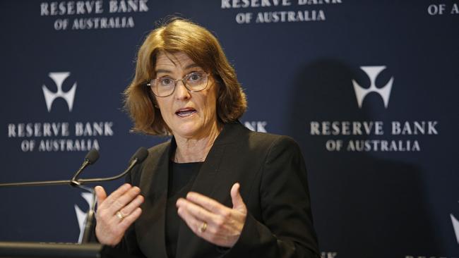 Reserve Bank governor Michele Bullock delivers the RBA's monetary policy decision and rates announcement last week. Picture: John Appleyard/NewsWire