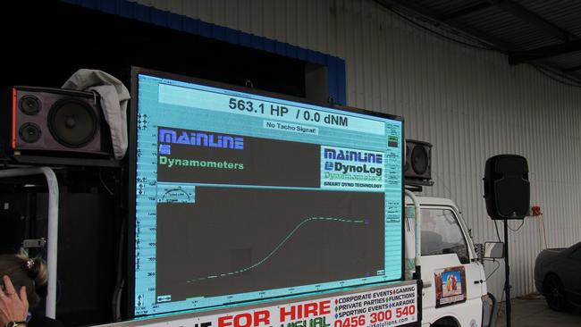 The ZC Ford Fairlane made 563.1 horsepower on the Insane Performance hub dyno at Rockynats. Picture: Rodney Stevens