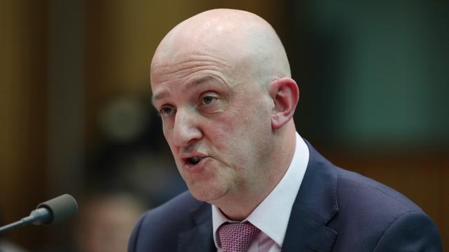 ASIO chief Mike Burgess appearing at a Senate Estimates hearing in Canberra last week. Picture Kym Smith