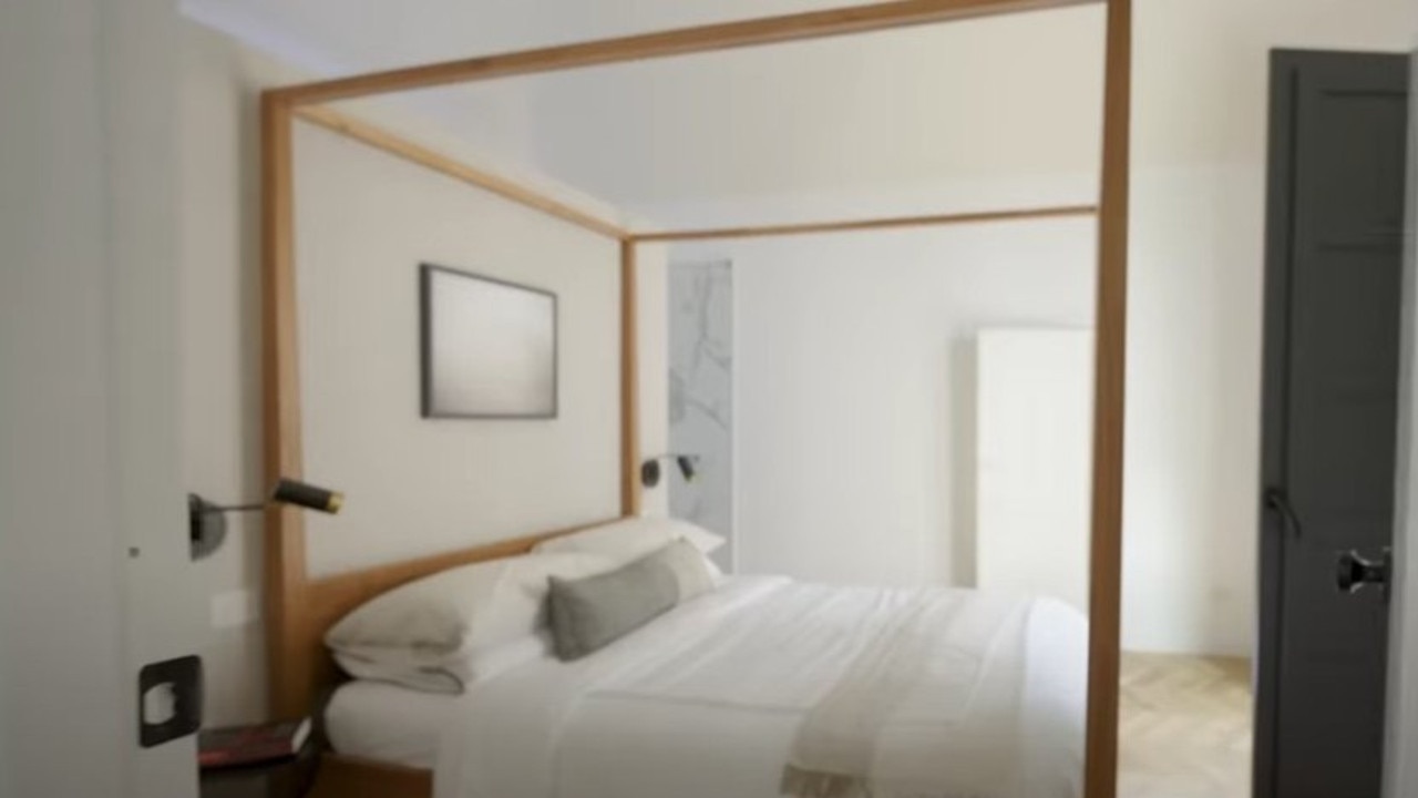 The primary bedroom has a bathroom and a walk-in closet. Picture: CNBC Make It/YouTube