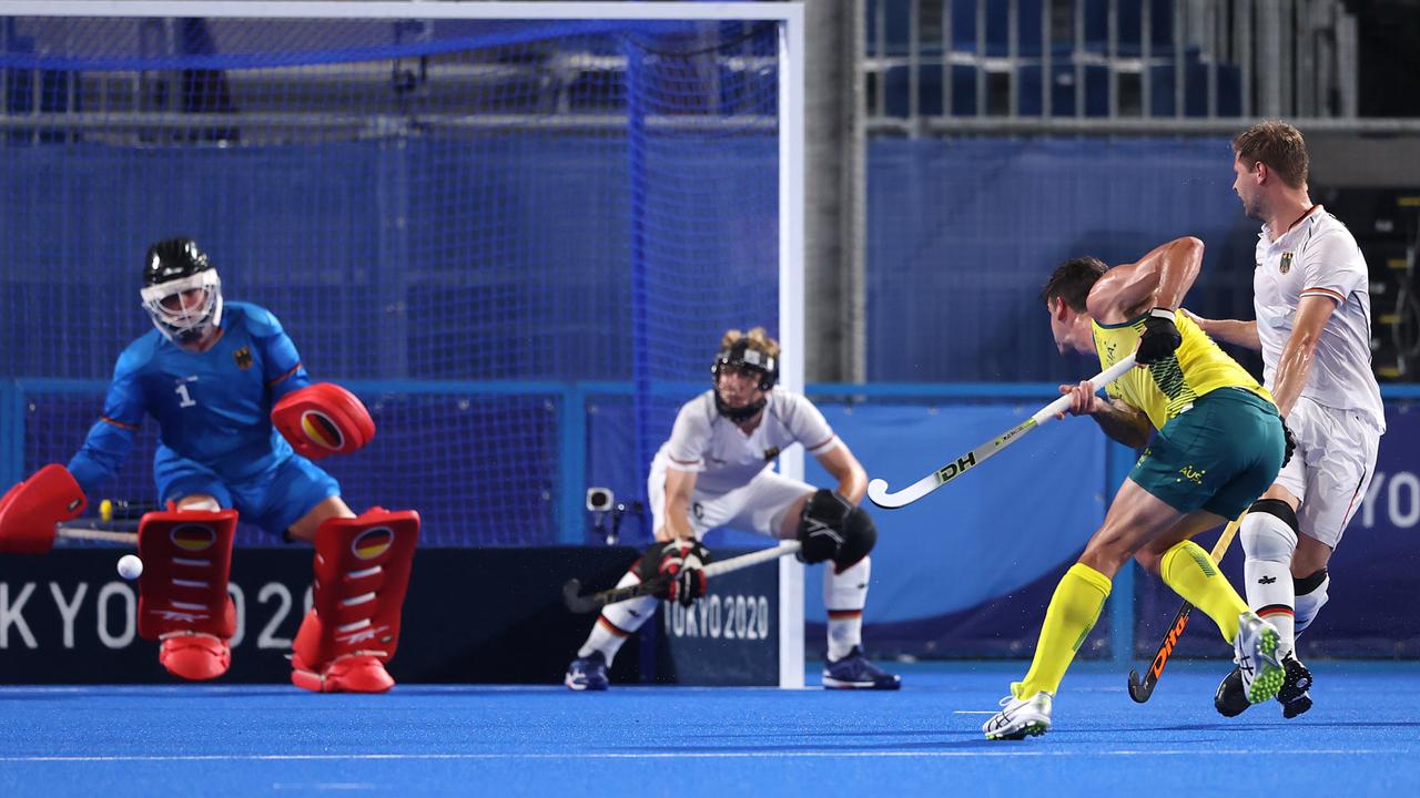 Govers’ low penalty drag flick had too much zing for the German keeper. Picture: Getty Images