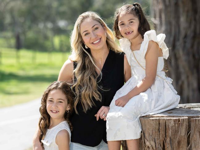 Chantelle O'Neill wants to delay her daughters Kasia, 6, and Giselle, 8 from using social media. Picture: Tony Gough