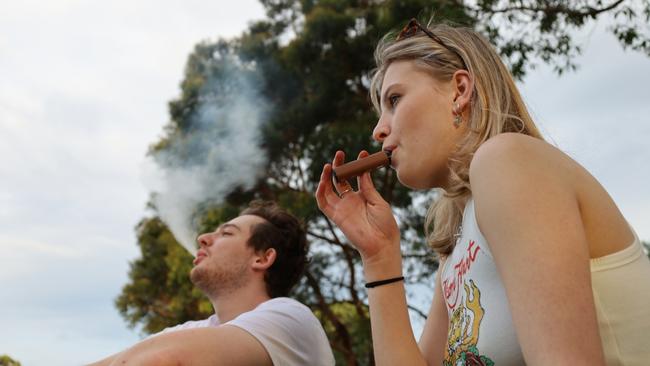 Sacha Edwards and Elle Higgins at Camperdown Park in Newtown. Picture: Sophia Morrison