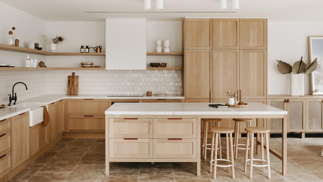 Residential: Soothing tones and natural timbers abound in this kitchen by GSID. Picture: Christopher Morrison