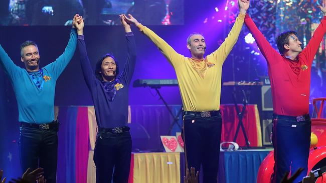 Cook (right) on stage with fellow Wiggles in 2012. Picture: Mark Metcalfe/Getty Images