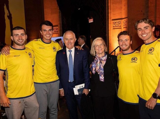 Their marathon mission saw them meet former prime minister Malcolm Turnbull in New York. Picture: Supplied