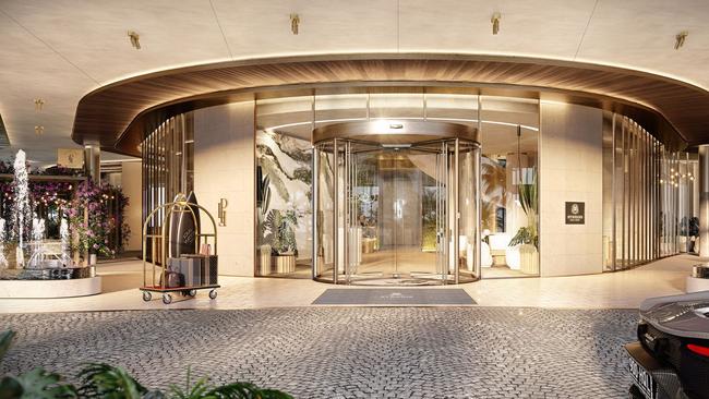 An artist's impression of Australia’s very first St Regis hotel in Australia at the $1.7bn La Pelago project in Surfers Paradise being developed through a joint venture between Melbourne developer Gurner and investment house Wingate.