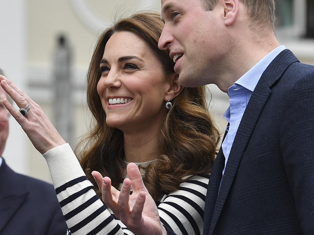 The Duke of Cambridge said the pair were ‘absolutely thrilled’ about the birth, and joked about sleep deprivation for his brother. Picture: Ben Stansall/Pool via AP