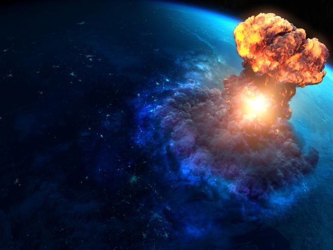 Nuclear bomb or asteroid impact creates a nuke mushroom