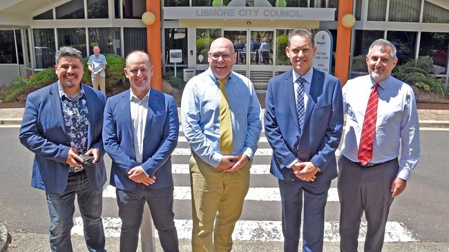 Lismore City Council’s executive team with Mayor Steve Krieg (centre).