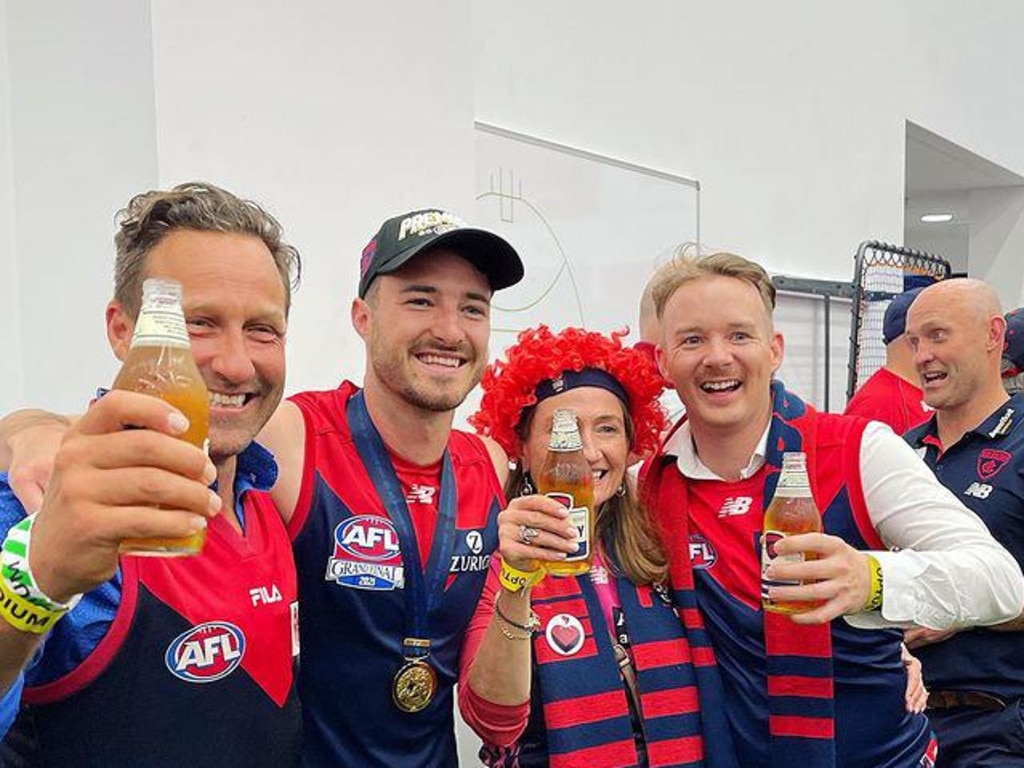 Hayden Burbank, left, and Mark Babbage, right, party it up in Perth. Source: Instagram