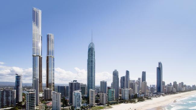 Artist impression of the Orion Towers proposed for Surfers Paradise