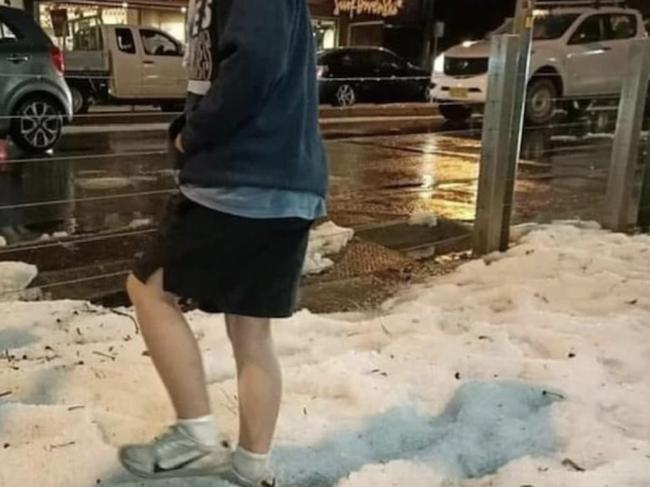 Residents took to social media to post photos and videos of the town, which was covered in white powder. Picture: Supplied/TikTok.