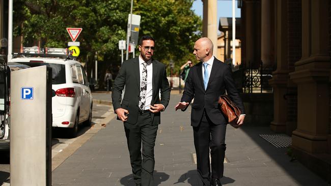 Vince Tesoriero, left, with his lawyer outside court. Picture: Jane Dempster