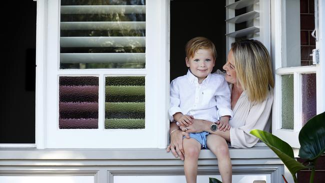 Sally Killoran with her son Harry who suffers from cystic fibrosis. Isolation helps keep Harry healthy. Picture: Sam Ruttyn