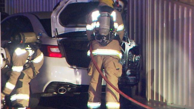 Cooper Haines and Izac Marrone are charged with arson after a car was allegedly set on fire at Croydon Park. Photo: Adelaide Overnight News.