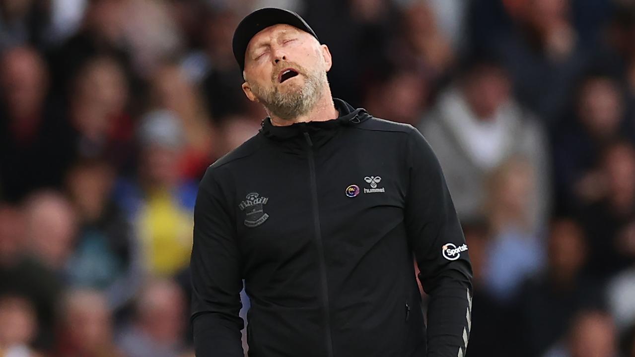 SOUTHAMPTON, ENGLAND - OCTOBER 23: Ralph Hasenhuttl, Manager of Southampton reacts during the Premier League match between Southampton FC and Arsenal FC at Friends Provident St. Mary's Stadium on October 23, 2022 in Southampton, England. (Photo by Ryan Pierse/Getty Images)