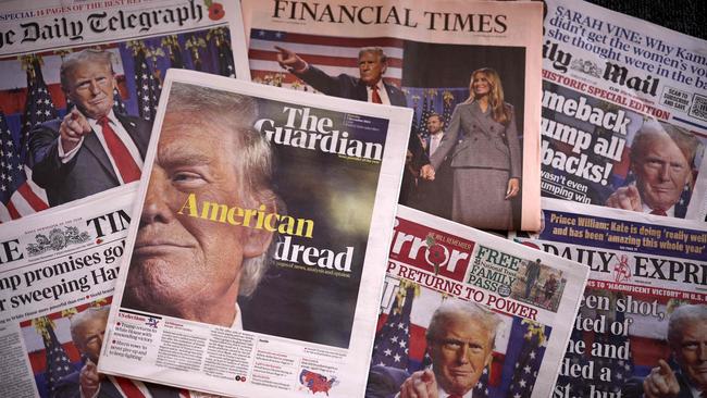 The global media’s reaction to the return of Trump. Picture: AFP