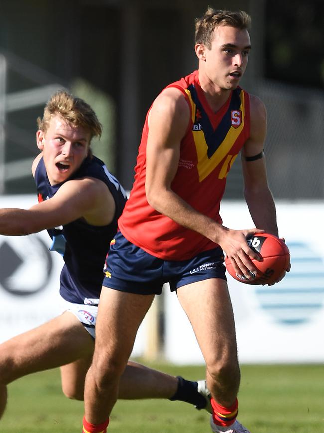 Luke Edwards in action for SA against Vic Metro during the under-18 national championships in June. Picture: Mark Brake/AFL Photos/Getty Images