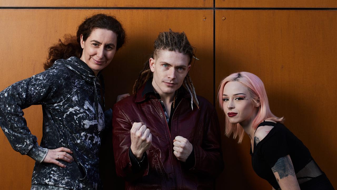 Kate Mandalov, Liam Allistar Morrison-Barnes and Shanae Ryan pose for a picture at the Mortal Kombat Casting Call in Glenside, Saturday, Aug. 17, 2019. Picture: MATT LOXTON