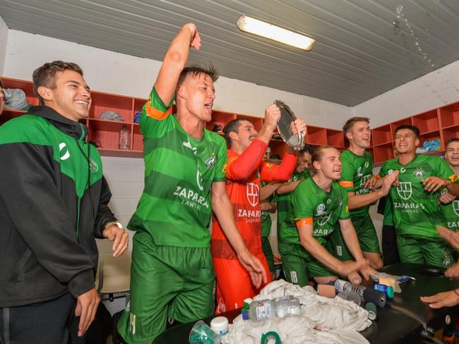 s33ms999 bentleigh greens celebrate their win in the community shield