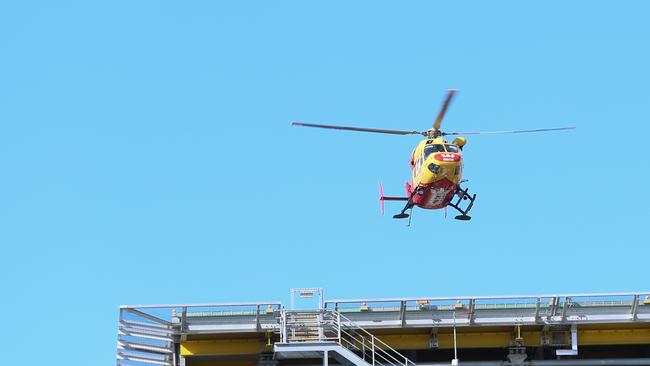 The Westpac Rescue Helicopter arriving at the Royal Hobart Hospital. Picture: Linda Higginson