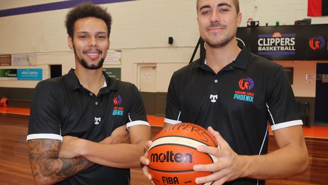 Sunshine Coast Phoenix's Jamaal Robateau and Nelson Kahler.