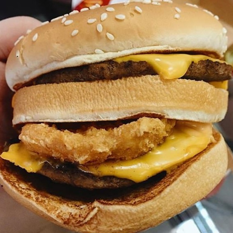 This is a BCB burger which is a Big Mac mixed with a McChicken burger. Picture: Instagram