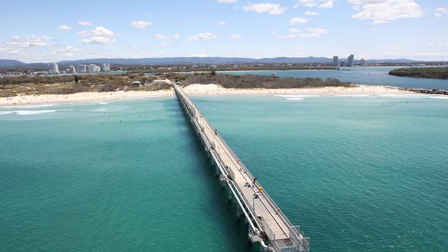 Aerial photos of the Gold Coast. The Sandpumping Jetty at the Spit