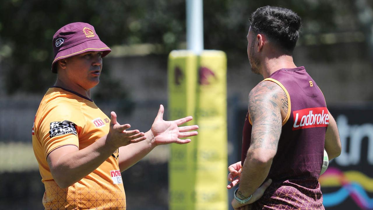Anthony Seibold and Darius Boyd. Picture: Peter Wallis