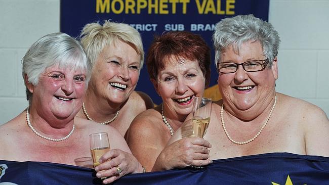 Morphett Vale RSL auxillary members Jan Parslow, Brigitte Arthur, Trina Lambert and Dierdre Owen have posed semi-nude for a calendar to raise money for the club. Picture: Roger Wyman.