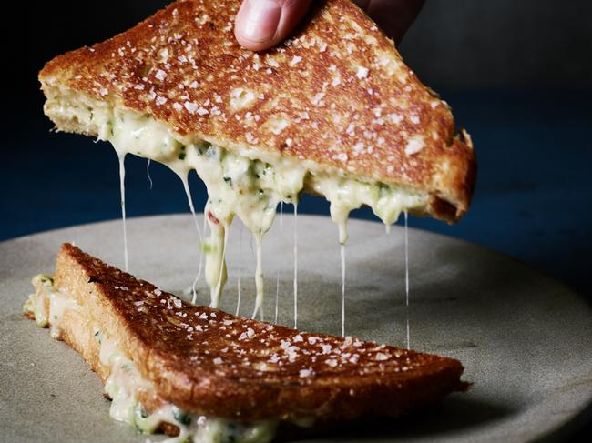 The mouthwatering cheese toastie at Maker and Monger at Prahran Market.