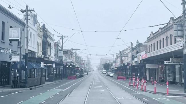 An eerie sight at Chapel St, Windsor, on Monday morning.