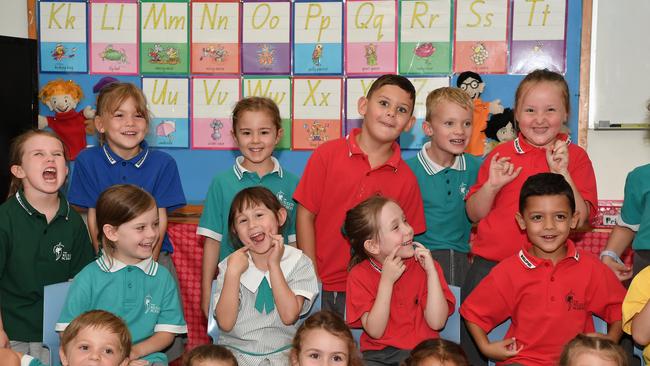 MY FIRST YEAR: Funny faces. Kuluin State School Preps. Picture: Patrick Woods.