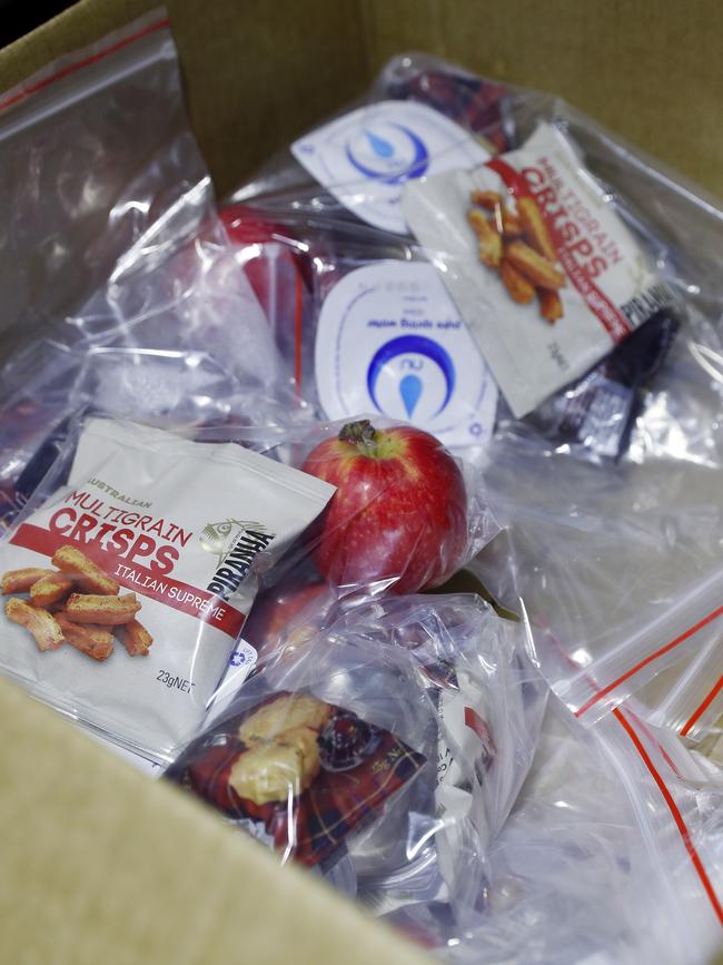 Pre-packaged food in the kitchen area. Picture: Sam Ruttyn