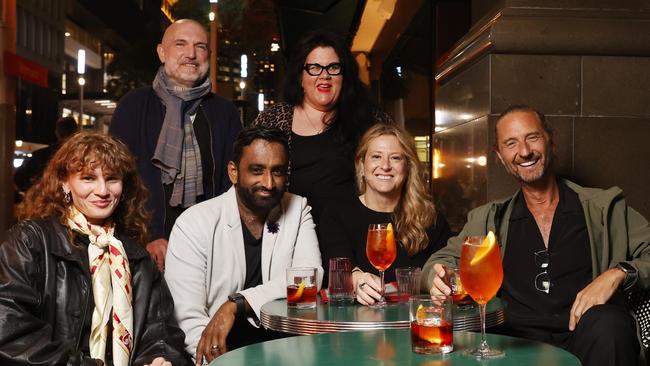 Martina Brunner from Vienna, Thierry Charlois from Paris, Sydney 24-hour Economy Commissioner Michael Rodrigues, Amy Lame from London, Ariel Palitz from New York and Justin Hemmes. Picture: Jonathan Ng