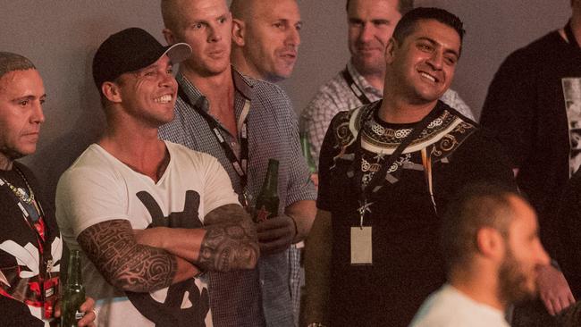 Richmond Tigers player Jake King alongside Kazen Hamad at a fight starring Anthony Mundine in 2014. Picture: Supplied