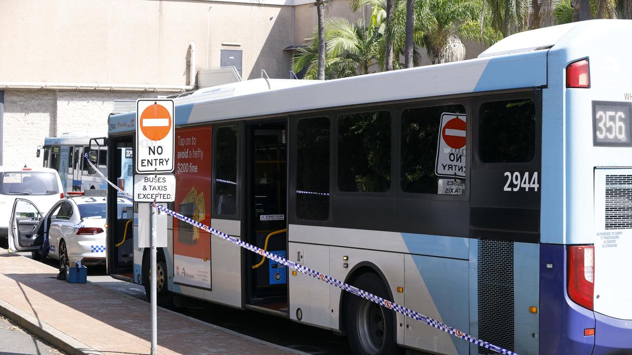 Forensics at a crime scene where someone was stabbed on a bus near Eastgardens Westfield. Picture: NewsWire / Damian Shaw