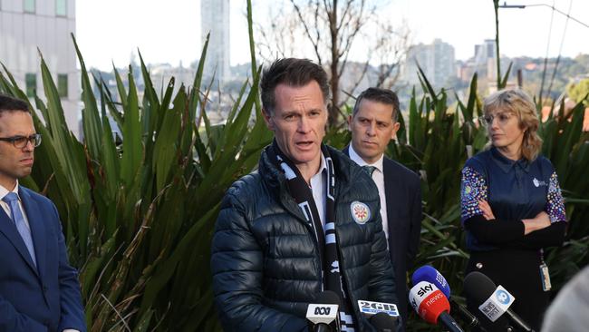 Premier Chris Minns and Health Minister Ryan Park at a press conference at St Vincents Hospital. Picture: Rohan Kelly