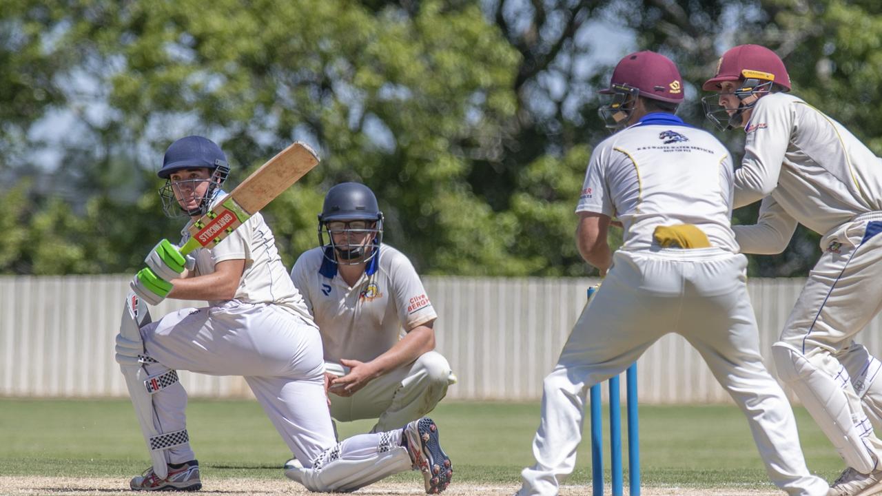 Ryan Ward hits a boundary for Wests. Picture: Nev Madsen.