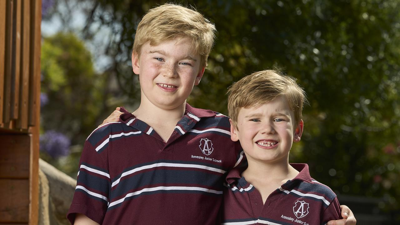 Brothers Henry and Eddie Bannister attend Annesley Junior School in Wayville. Picture: Matt Loxton